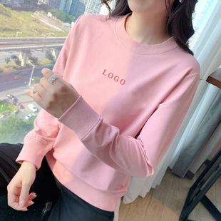 女团体订制diy工作服 外套头刺绣长袖 纯棉卫衣定制印logo 春秋新款