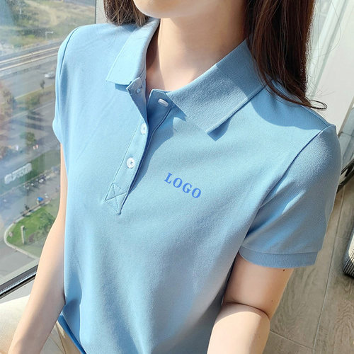 高端定制polo衫纯棉短袖女