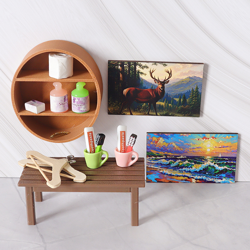 迷你仿真娃娃屋浴柜桌子模型摆件