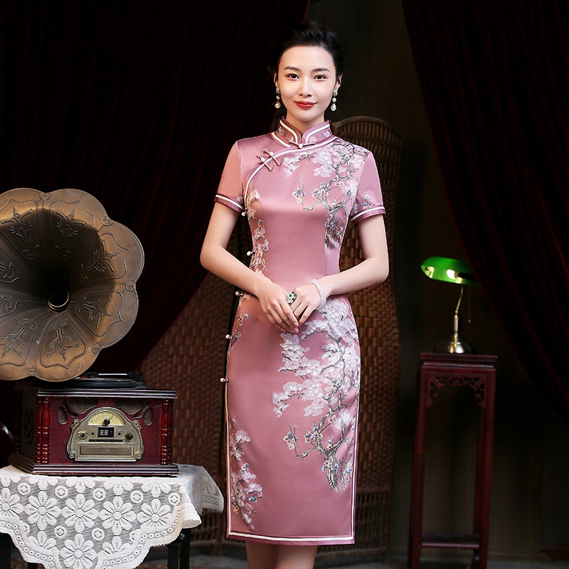 老上海旗袍中年女夏中国风妈妈中老年优雅新款改良中长款祺袍