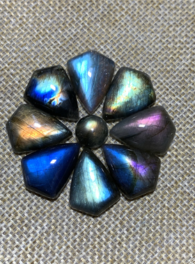 拉长石盾牌吊坠饰品菱形20*15搭配手工DIY天然灰月光紫彩蓝黄金绿