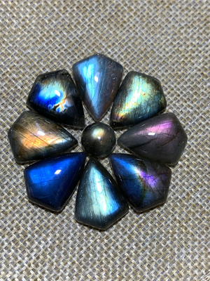 拉长石盾牌吊坠饰品菱形20*15搭配手工DIY天然灰月光紫彩蓝黄金绿