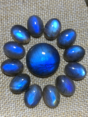 拉长石吊坠裸石16*12紫彩蓝绿金黄芬兰矿印度料水滴椭圆手工DIY