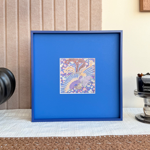 蓝色铝合金画框卡纸装裱装饰蓝色相框空框简约窄边金属框画框定制