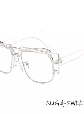 ins网红同款 纯透明眼镜 韩国彩色墨镜 粉色墨镜 拍照神器