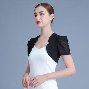 2025夏新款短袖百搭短款薄网纱小披肩女外套开衫配裙子的外搭坎肩