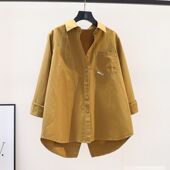 百搭开衫 衬衣2025春季 上衣 女宽松长袖 设计感背后开叉玫粉色潮衬衫