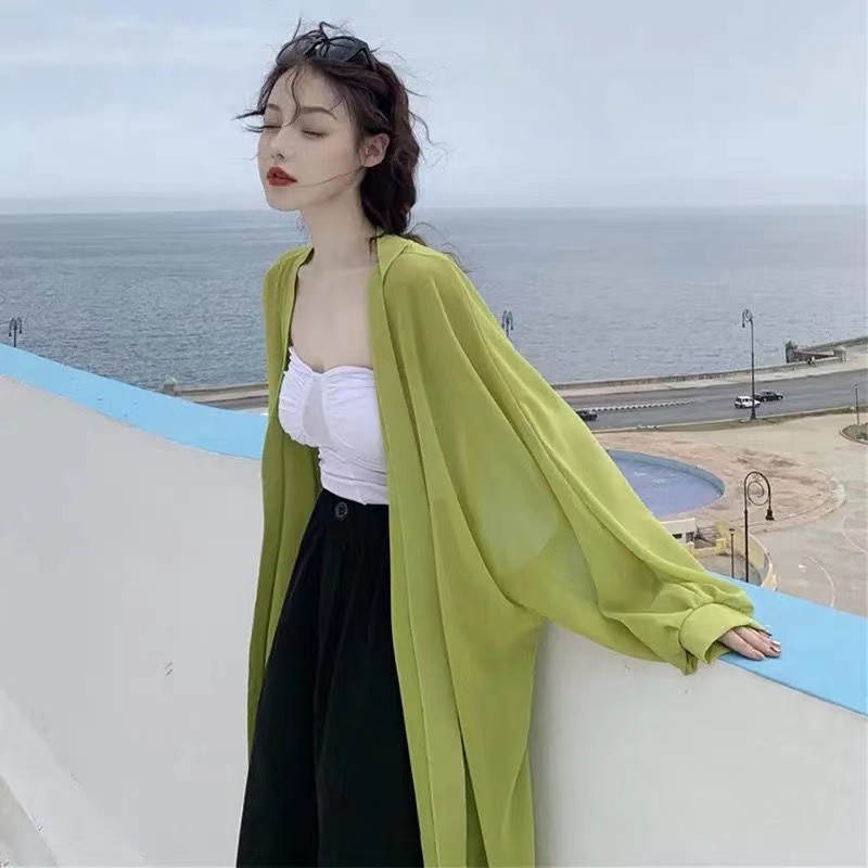 披肩女外搭夏季雪纺开衫中长款薄款外套宽松防晒衣配裙子夏天外披