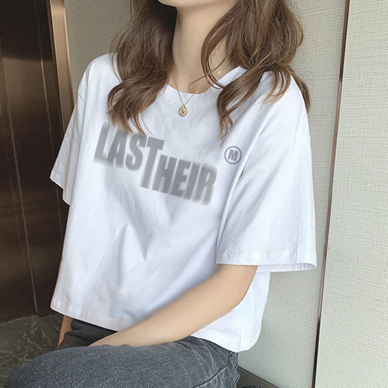 短款t恤女2025年夏季新款韩版ins纯棉白色宽松设计感潮流短袖上衣