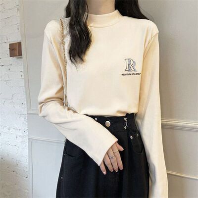 韩版秋冬季百搭半高领德绒