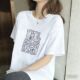 韩版 设计感美式 vintage印花短袖 ins新款 t恤女款 宽松高街潮牌上衣