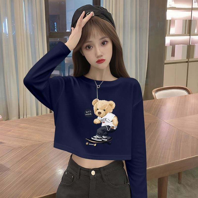 纯棉短款长袖T恤女生2025