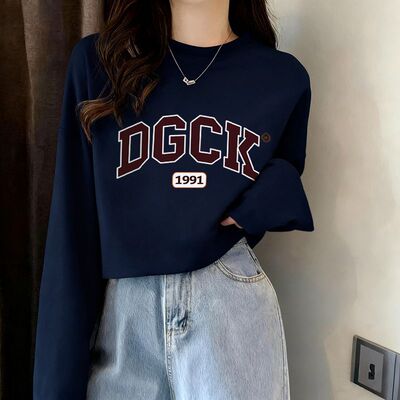春秋新款纯棉长袖t恤女生