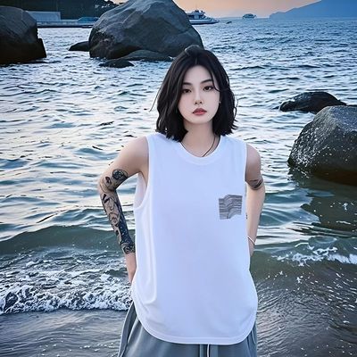 纯棉潮流白色中长款夏季宽