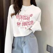 t恤女2025秋季 宽松短款 新款 白色长袖 女装 学生韩版 打底衫 ins上衣潮