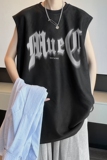 T2322P30控48麂皮绒夏季男士背心坎肩t恤宽松无袖潮牌运动男，男装背心/马甲，电商B205