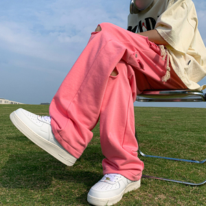 K456 P60 控78 多巴胺破洞神裤夏季宽松潮流情侣装裤子图片