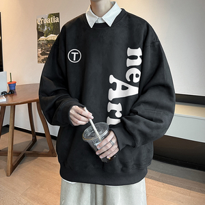 W6109 P50 控68 400克麂皮绒秋季宽松套头潮流百搭卫衣休闲男女图片