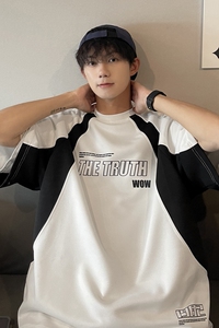 T6020 P40 控58  港风夏季短袖宽松潮流圆领体恤运动机车服男女图片