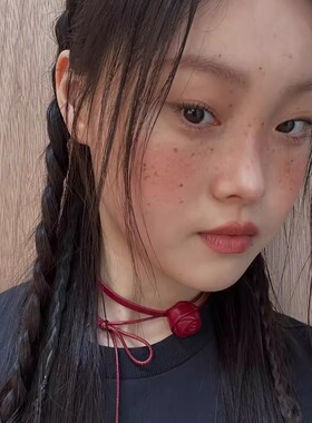 高级质感个性时髦百搭点睛之笔皮质玫瑰蔷薇蝴蝶结项链choker颈链