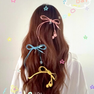 【818 Planet】原创设计有线耳机Y2KY3K多巴胺缤纷蝴蝶结音符发夹