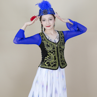 2025金丝绒绣花烫钻新疆舞马甲女