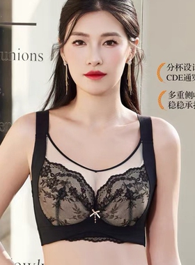 安芝娜新款6613内衣记忆软圈D杯薄大胸显小聚拢收副乳调整型文胸