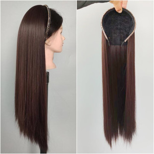 发箍发长直发发箍假发大波浪长卷发半头套可拆卸水波纹卷发片直发