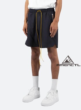 Mnml 黑色夏季薄款尼龙透气松梆抽绳腰休闲短裤男现货FOG风格