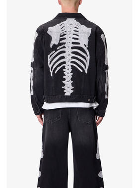 Mnml 黑色水洗骷髅外套四季高街潮流宽松牛仔夹克男新品