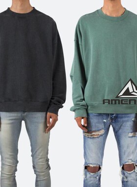 Mnml 水洗做旧加厚加绒冬季特宽松套头卫衣男Oversized现货