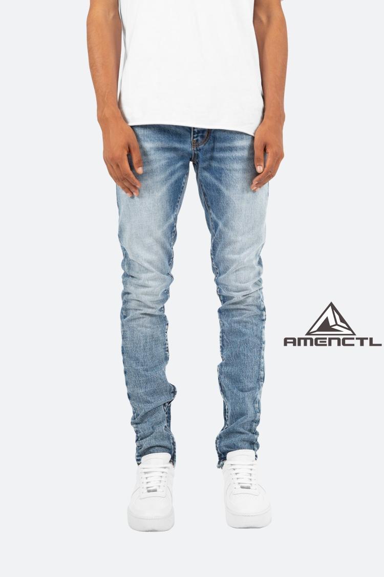 修身牛仔裤mnml鈕扣猫须四季