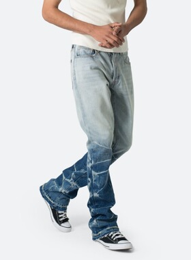 Mnml 蓝色渐变复古四季宽松流行高街潮流水洗喇叭牛仔裤男新品