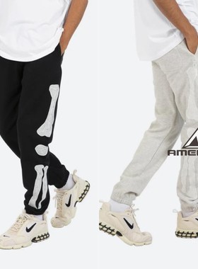 Mnml 骷髅骨黑灰色卫裤抽绳松紧棉裤FOG风格宽松运动休闲裤男现货