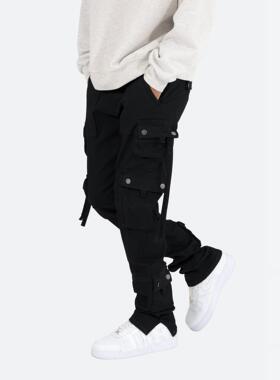 Mnml 黑色拼贴口袋工装裤四季耐穿流行修身直脚休闲裤新品