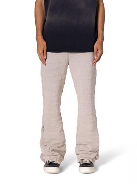 Mnml 灰色横条纹拼布卫棉裤四季高街潮流宽松喇叭休闲裤男新品