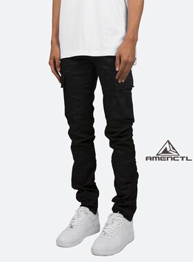 Mnml FOG风格黑色水洗紧身弹力强工装裤休闲牛仔裤男现货新品