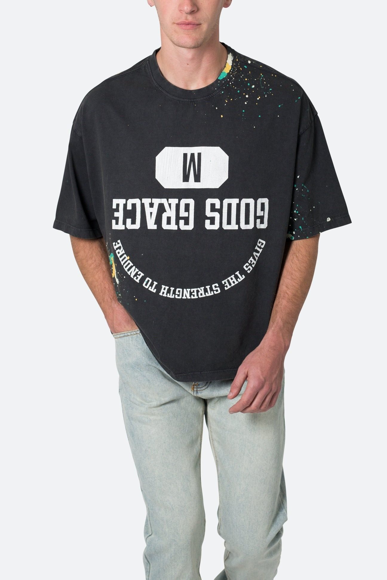 mnml短袖泼墨印花黑色T恤