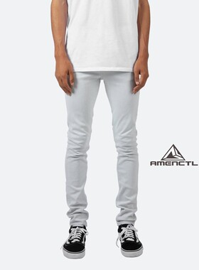 Mnml 浅蓝色水洗做旧弹力紧身小脚休闲牛仔裤男新品现货FOG风格