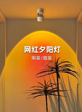 网红落日氛围灯夕阳红射灯走廊过道背景灯筒灯酒店明装日落氛围灯