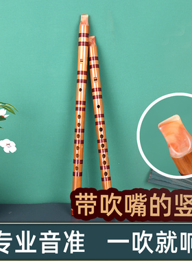 带吹嘴的竖笛天然竖笛6孔初学者f调g调儿童e调c调d调顺笛学生入门
