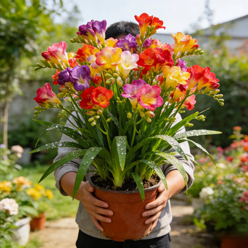 香雪兰盆栽花苗阳台庭院多年生香水兰小苍兰耐寒热花期长芳香花卉