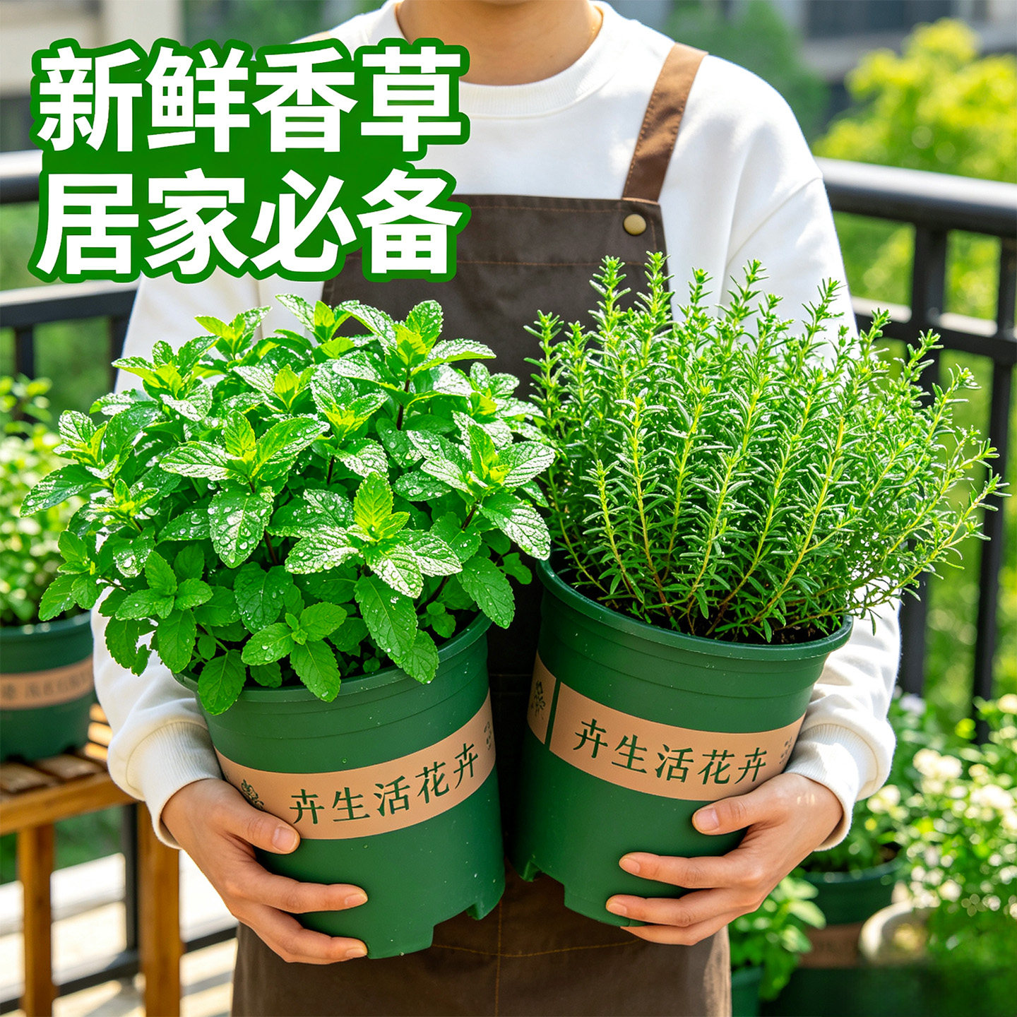 【西餐香料王】薄荷百里香盆栽迷迭香罗勒紫苏可食用香草阳台绿植