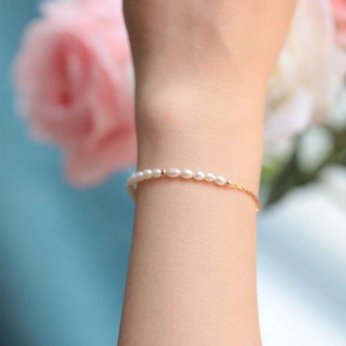 Dreamwork天然珍珠手链叠戴迷你小米珠素链可挂吊坠简约百搭礼物