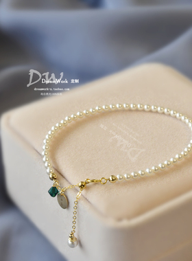 3mm迷你小珍珠手链美国14k包金女甜美简约百搭韩版chic定制礼物