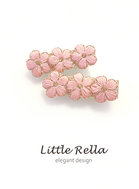 宝宝刺绣花朵发夹 婴童少量发防滑发卡头饰 儿童田园轻发饰