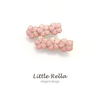 宝宝刺绣花朵发夹 婴童少量发防滑发卡头饰 儿童田园轻发饰