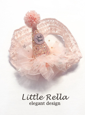 宝宝生日头饰女童小礼帽不勒头发带可爱粉色公主范发饰