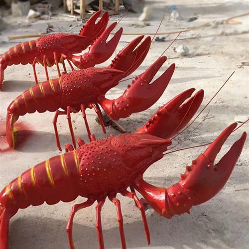 玻璃钢龙虾模型门口招牌树脂仿真发光小龙虾雕塑海鲜店大排档迎宾