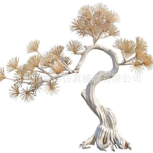 仿真松树迎客松造型摆件新中式干景枯木S型松树大型美人松摆件